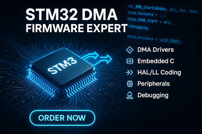 develop stm32 firmware, dma drivers, and embedded c solutions professionally