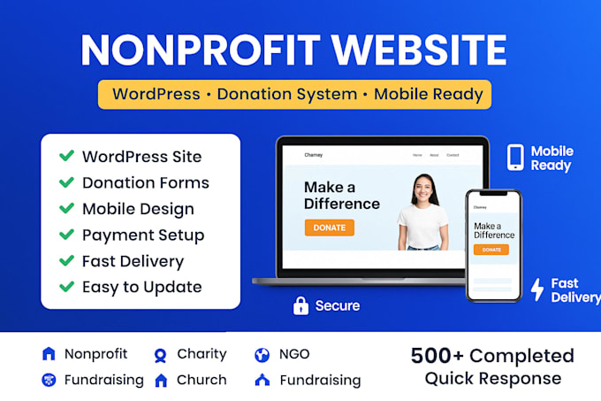 Create nonprofit charity ngo website with donation system by