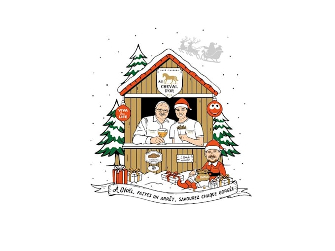 create christmas pull horse logo design