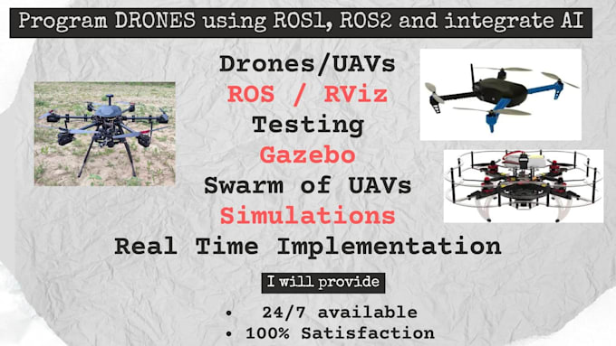 program drone using ai and integrate ros and gazebo