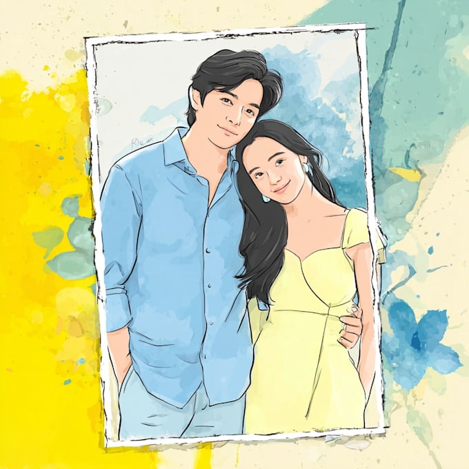 draw portrait illustrations for couple or family