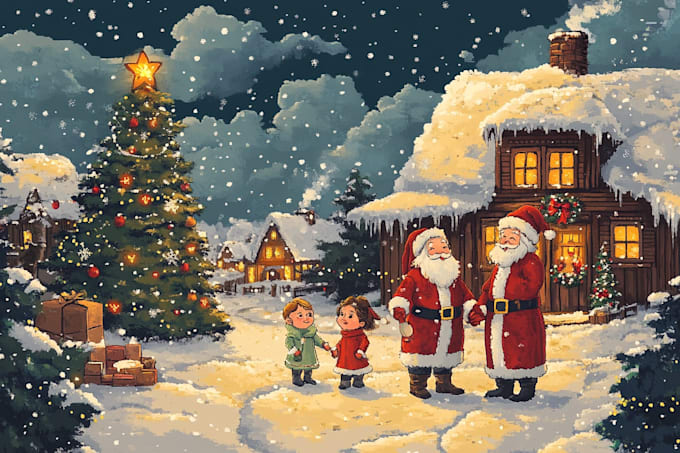 draw unique christmas illustration