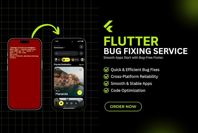 quickly debug or fix flutter app bugs, errors, crashes and performance problems