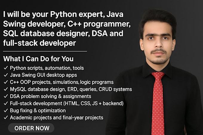 be your python expert, java swing developer, cpp, sql database design