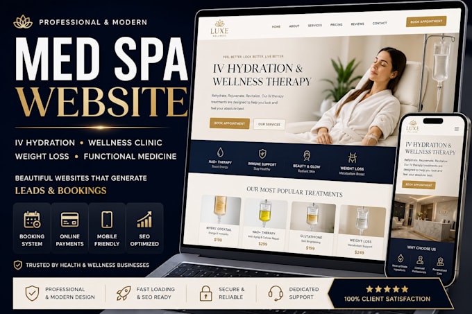 design iv hydration website, iv therapy website, wellness and med spa website