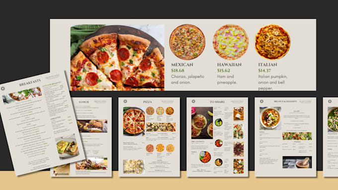 design amazing editable food restaurant menu