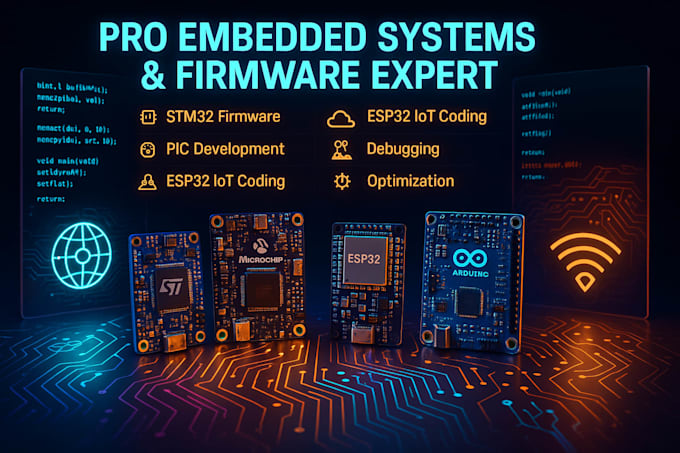 develop professional microcontroller and embedded iot firmware solutions