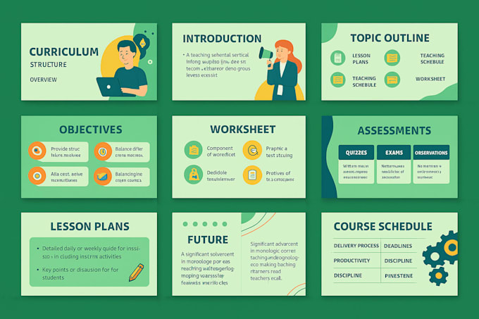 design course outline, lesson plan, curriculum, worksheet, syllabus, schedule