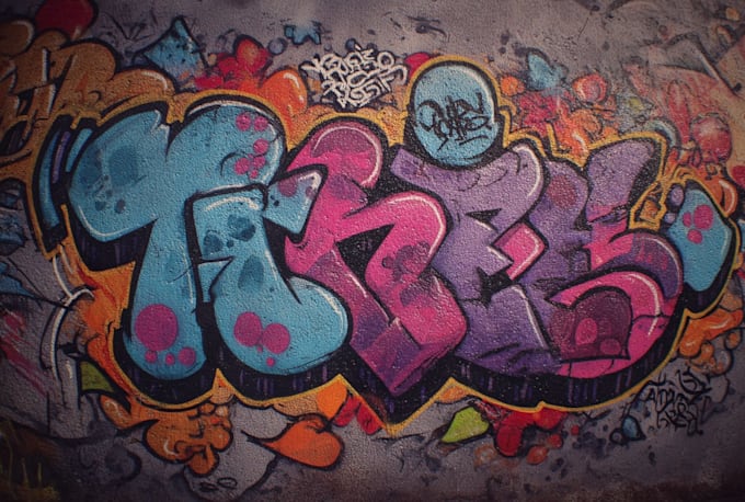 manually design graffiti street art canvas