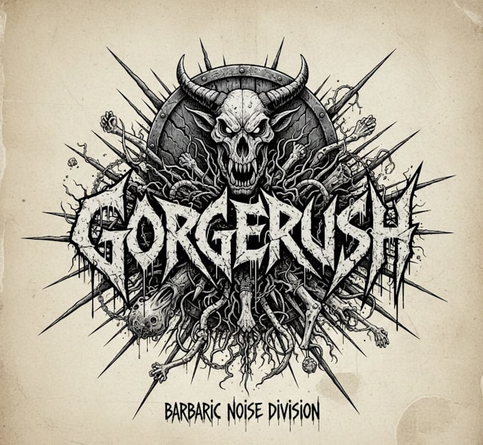 create a barbaric grindcore band logo