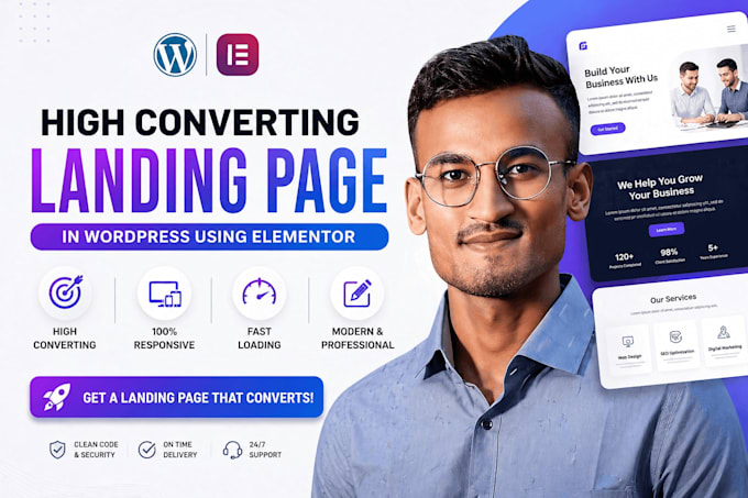 design a responsive wordpress landing page using elementor