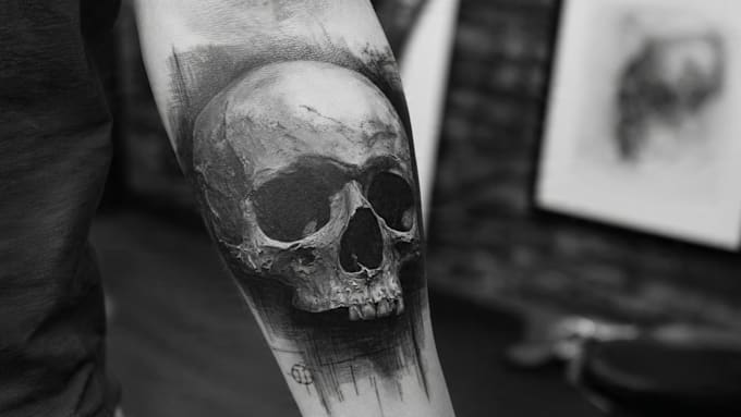 make a realistic black and white tattoo design for you