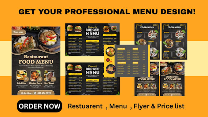 design modern print menu for restaurants and cafes in 24 hours