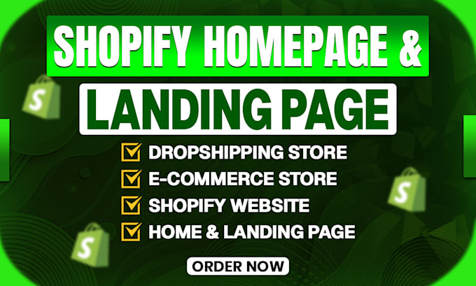 do shopify homepage, landing page, product page design shopify store