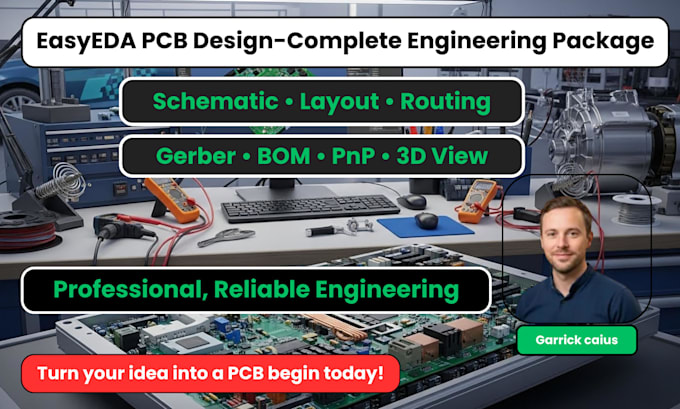 do pcb designing, gerber, bom, pnp in easyeda design software