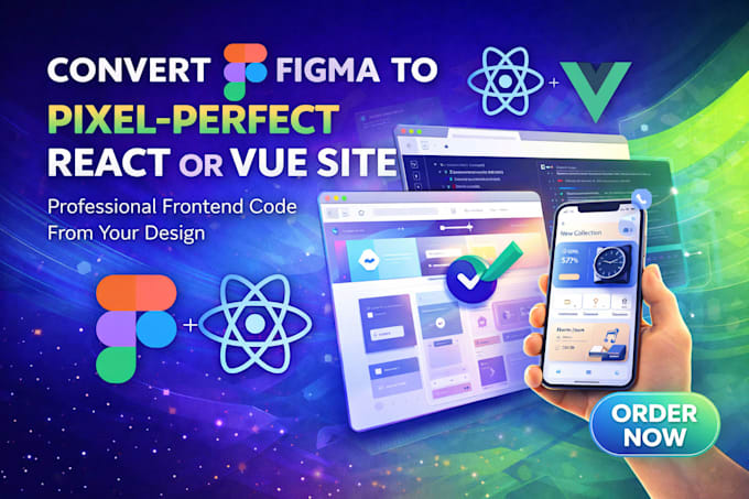 convert your figma to a pixel perfect react or vue site
