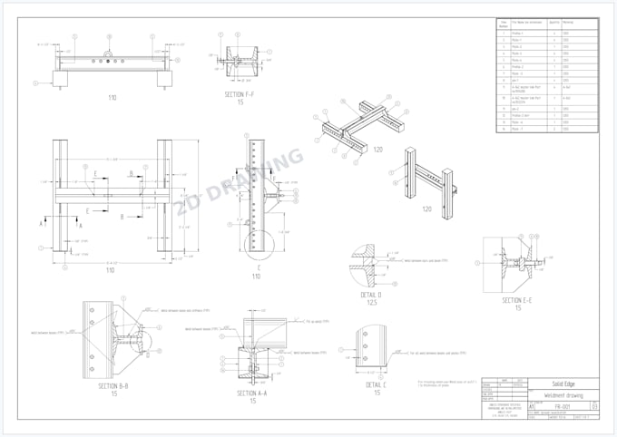 do mechanical 3d detail modeling and 2d drawings drafting