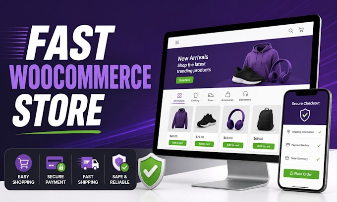 build a fast responsive woocommerce store with payment and shipping