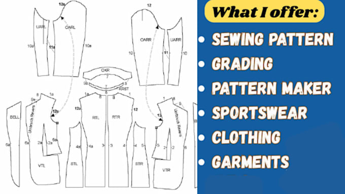 design digital sewing pattern, sewing instruction and tech pack for clothings