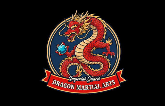 draw asian dragon mascot logo design with 1day delivery
