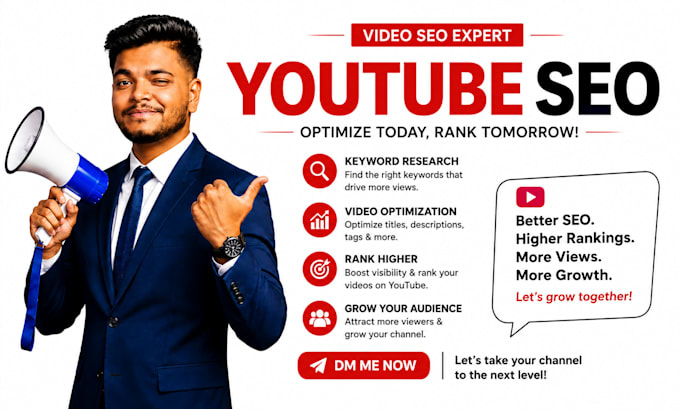 Do youtube video seo to rank your videos by Nadimahmed348 | Fiverr