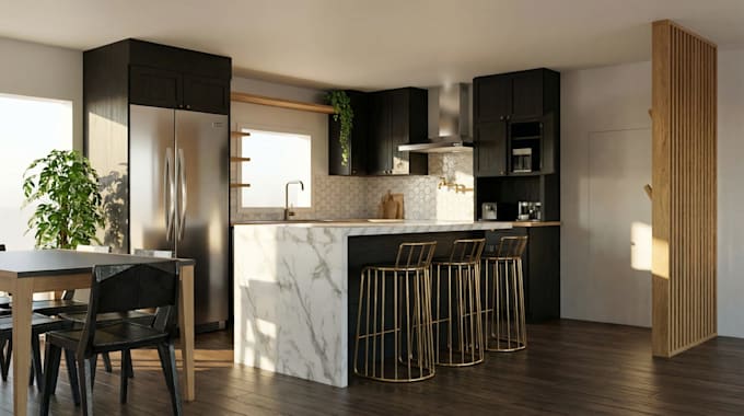 make realistic interior house design rendering
