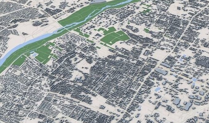 design landscape architecture, urban layout, topographic map, aerial  rendering