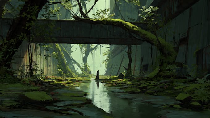 draw the landscape illustration or concept art