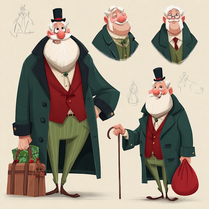 freehand style christmas character