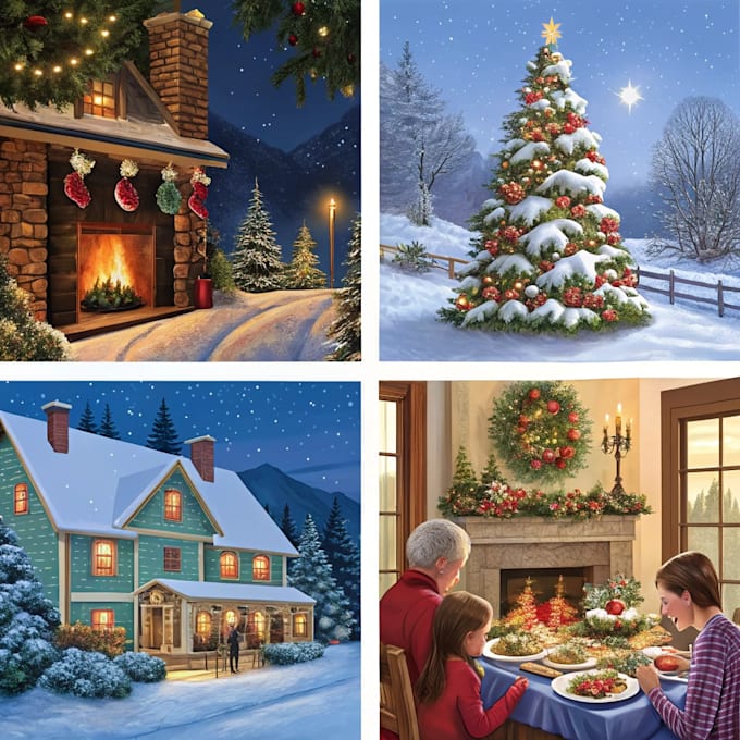 draw christmas illustrations and cards for you