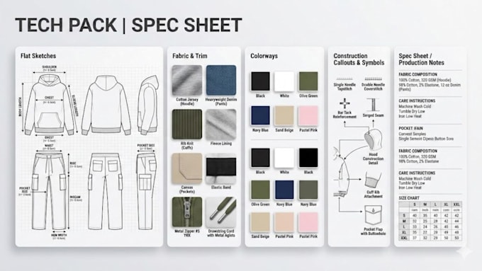Factory Tech Pack Sample Create factory ready fashion tech pack and clothing tech pack designs ...