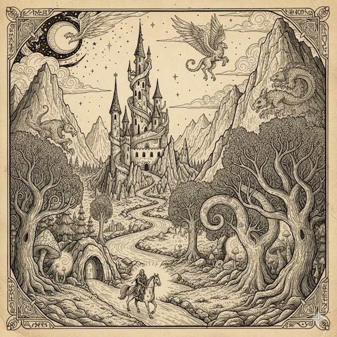 Create freehand fantasy pen and ink illustration by Naomie_leuschke ...