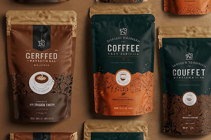 design professional coffee packaging, product labels, pouche