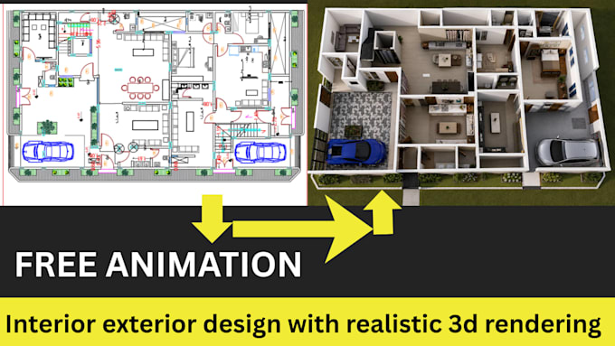 villa interior exterior design with realistic 3d rendering