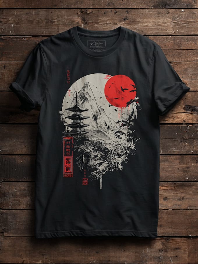 draw a japanese t shirt illustration