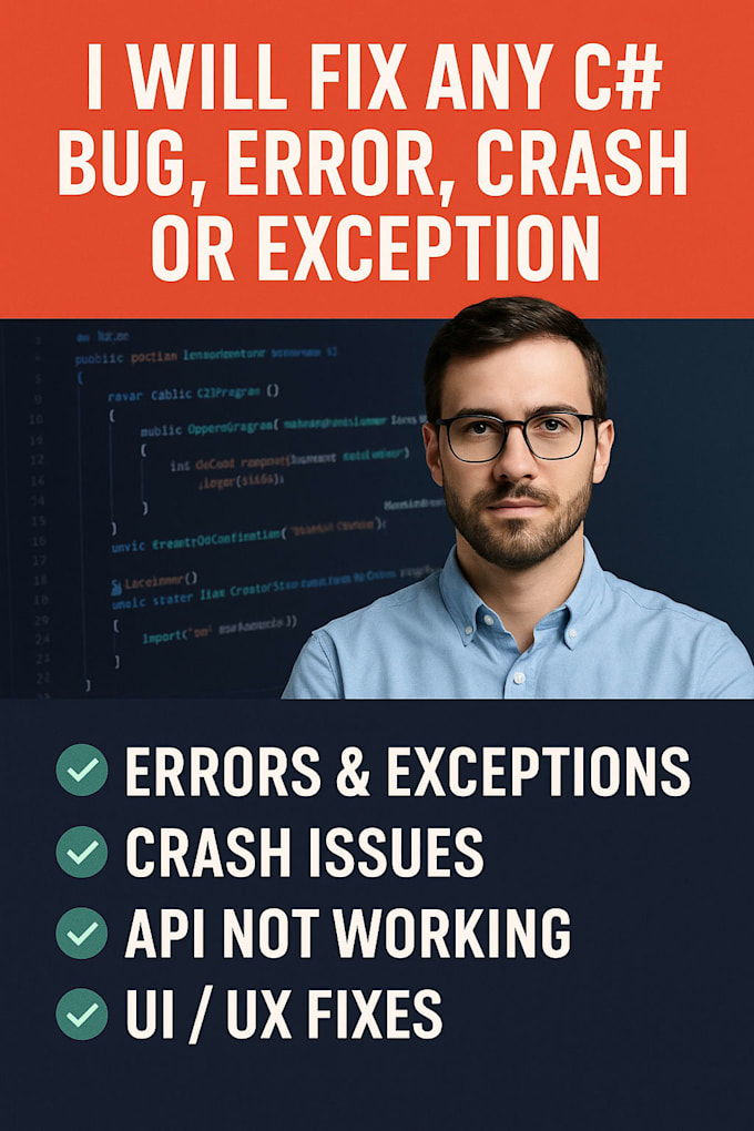 fix any c sharp error or bug in your application