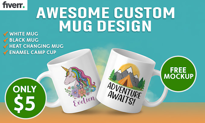 do trendy and custom coffee mug designs for etsy, shopify and other pod stores