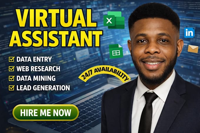 be your VA for data entry, web research and lead generation
