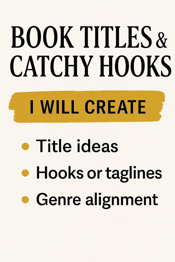 create book titles and catchy hooks with genre alignment