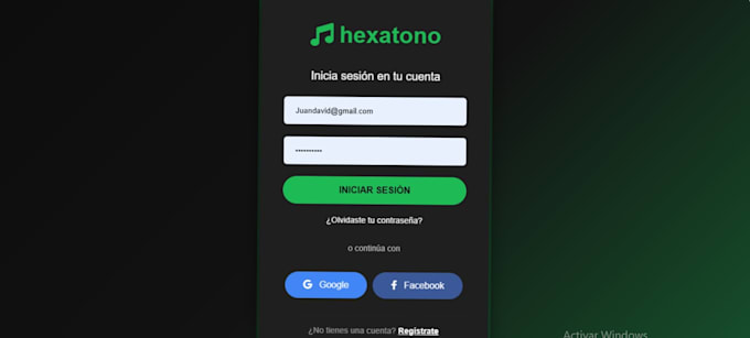 desarrollo frontend de interfaz de streamingmúsica con login