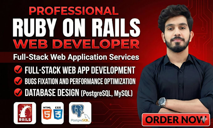 develop and design full stack ruby on rails projects ror, react