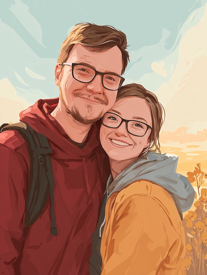 draw couple portrait illustration