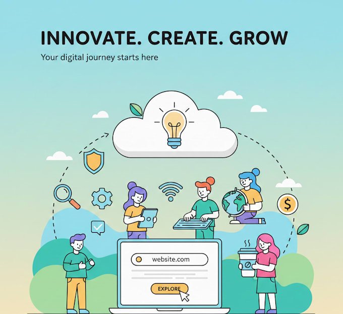 design a 2d flat illustration for your website