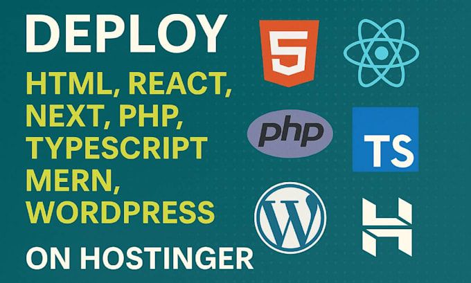 deploy HTML react nextjs mern PHP typescript and wordpress websites on hostinger