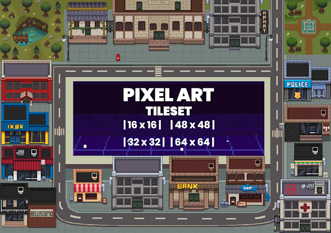 create pixel art tileset and assets for games or project