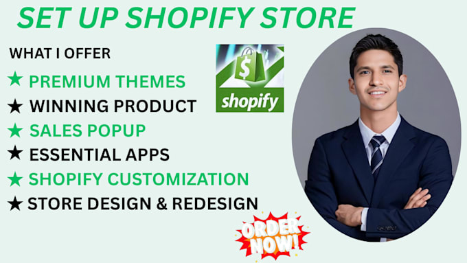set up shopify store and set up shopify dropshipping store