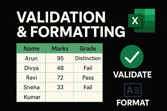 add data validation and conditional formatting