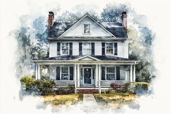 draw cartoony watercolor house