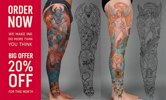 create tattoo sleeve stencils or design custom tattoos with clean linework
