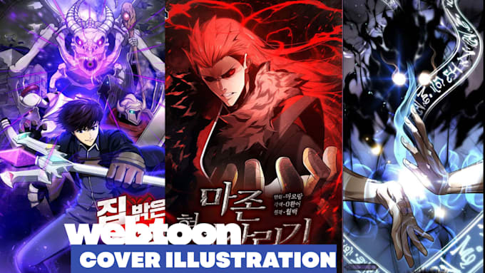 Draw webtoon cover webcomic anime manga cover illustration graphic ...